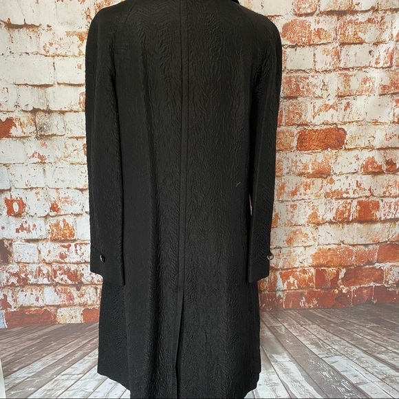 Marc Jacobs Black Textured Silk Blend Coat Snap Front Long Jacket Small - Picture 3 of 13
